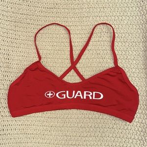Waterpro Red Lifeguard Cross Back Swimsuit Top